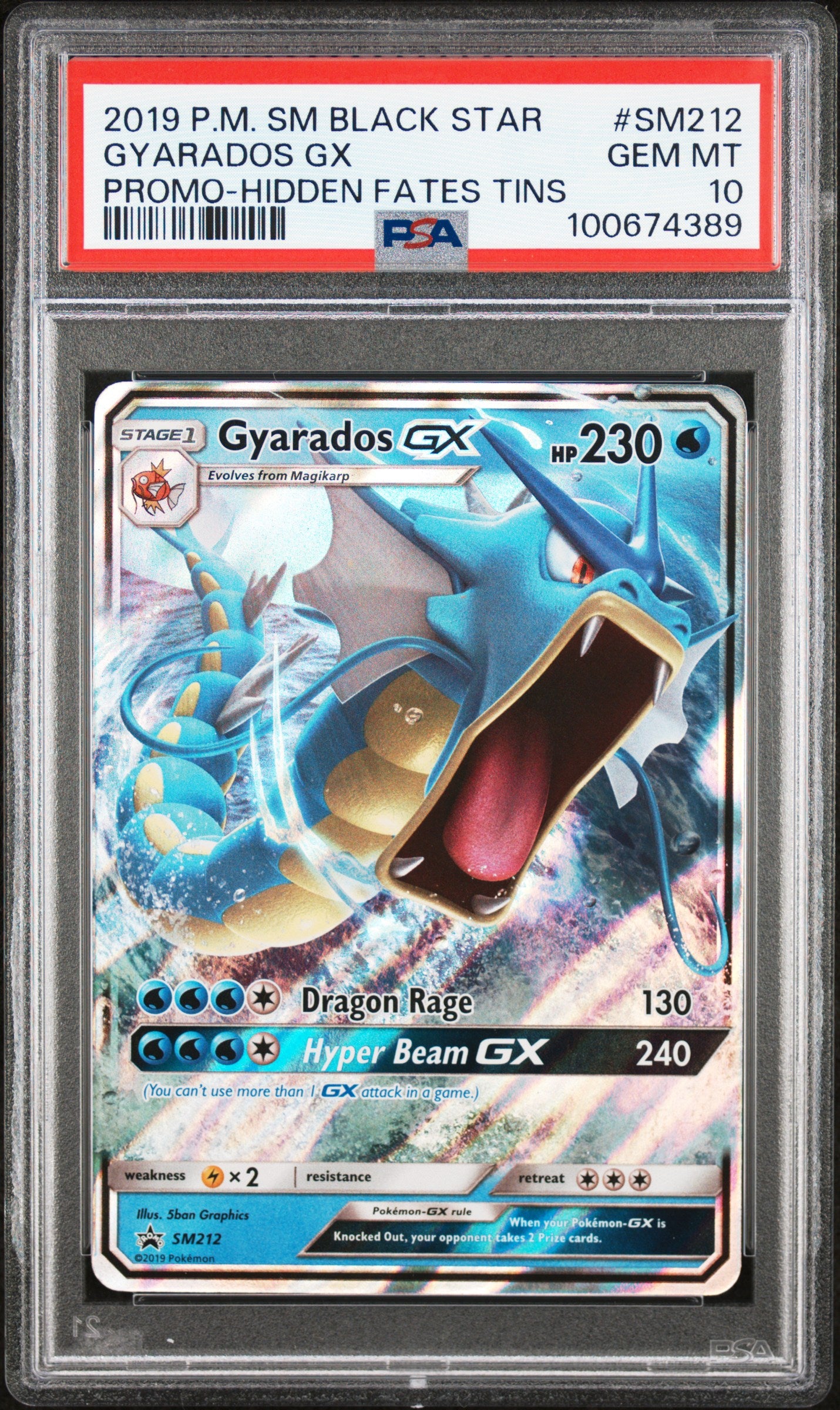 2019 POKEMON SM BLACK STAR PROMO | HIDDEN FATES TINS #SM212 GYARADOS GX PSA 10
