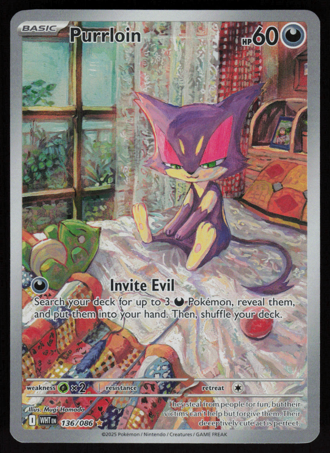 Purrloin Illustration Rare SV: White Flare 136/086 NM