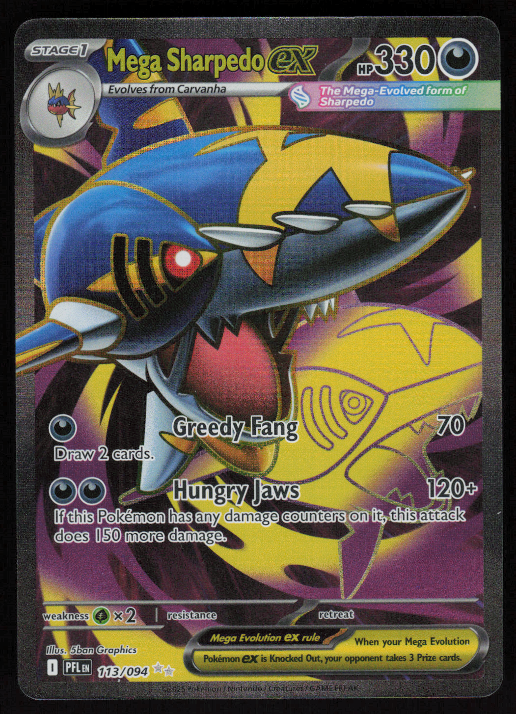 Mega Sharpedo ex Ultra Rare ME02: Phantasmal Flames 113/094 NM