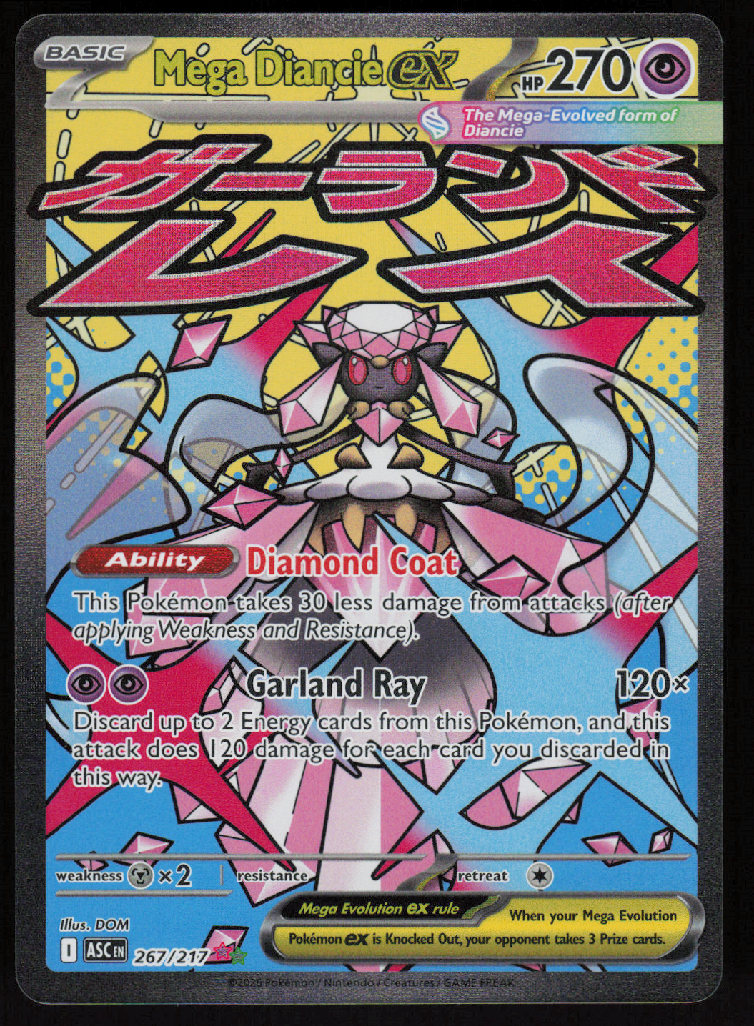 Mega Diancie ex Mega Attack Rare ME: Ascended Heroes 267/217 NM