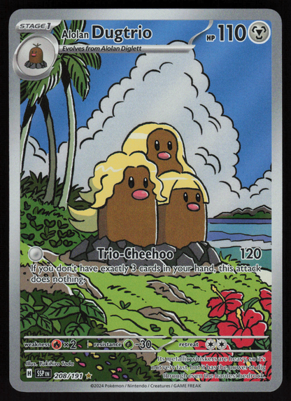 Alolan Dugtrio Illustration Rare SV08: Surging Sparks 208/191 NM