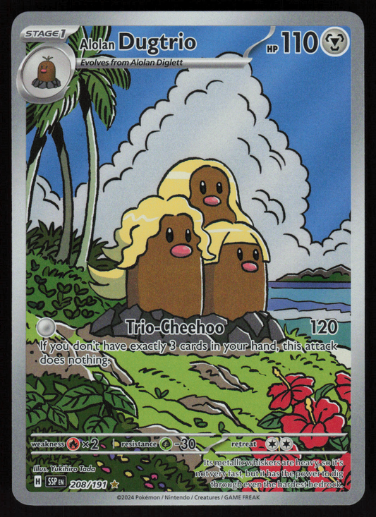 Alolan Dugtrio Illustration Rare SV08: Surging Sparks 208/191 NM