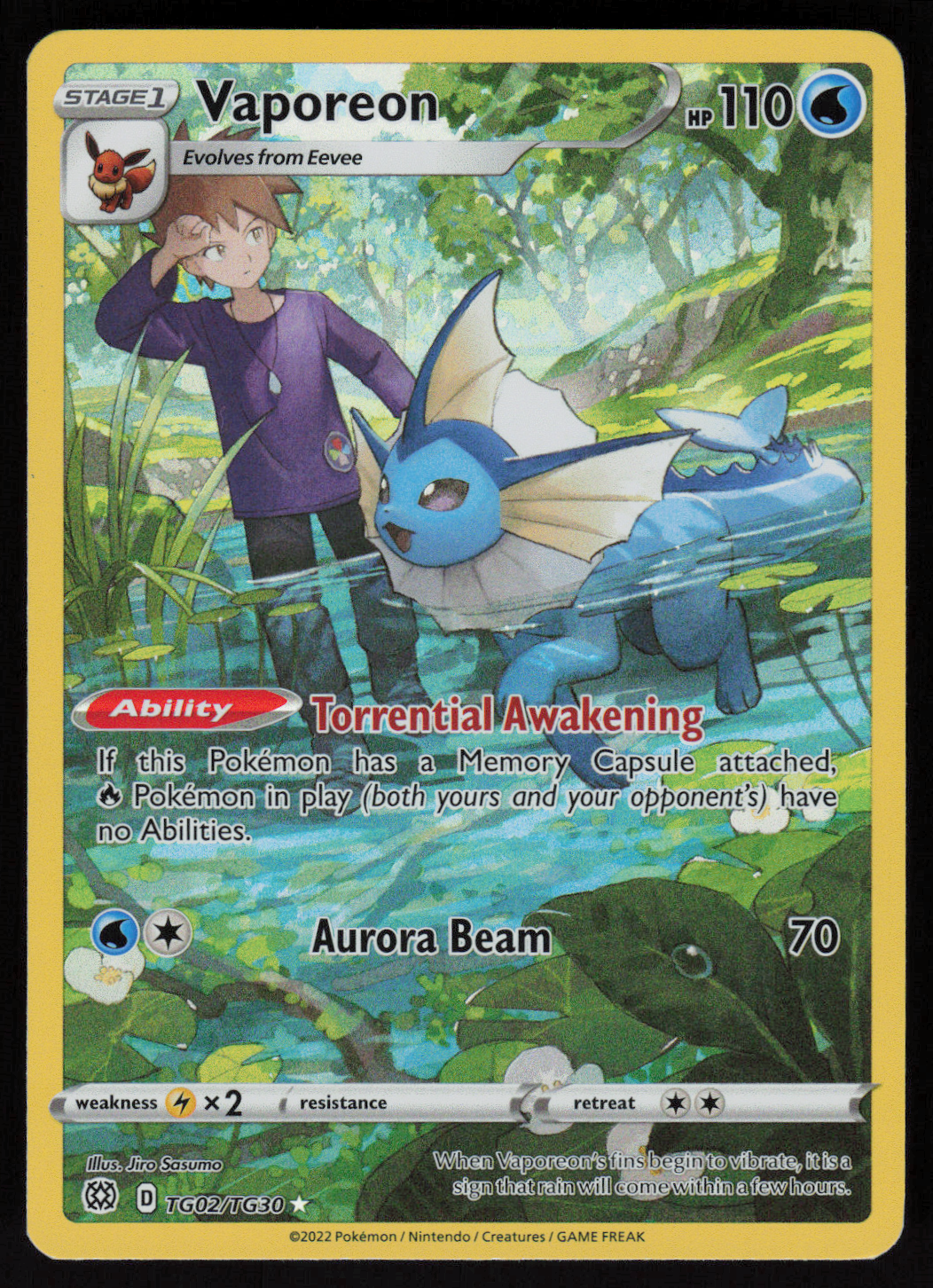 Vaporeon Ultra Rare SWSH09: Brilliant Stars Trainer Gallery TG02/TG30 NM