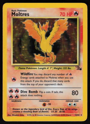 Moltres (12) Holo Rare Fossil 12/62 NM