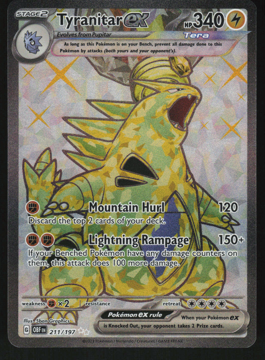 Tyranitar ex Ultra Rare SV03: Obsidian Flames 211/197 NM