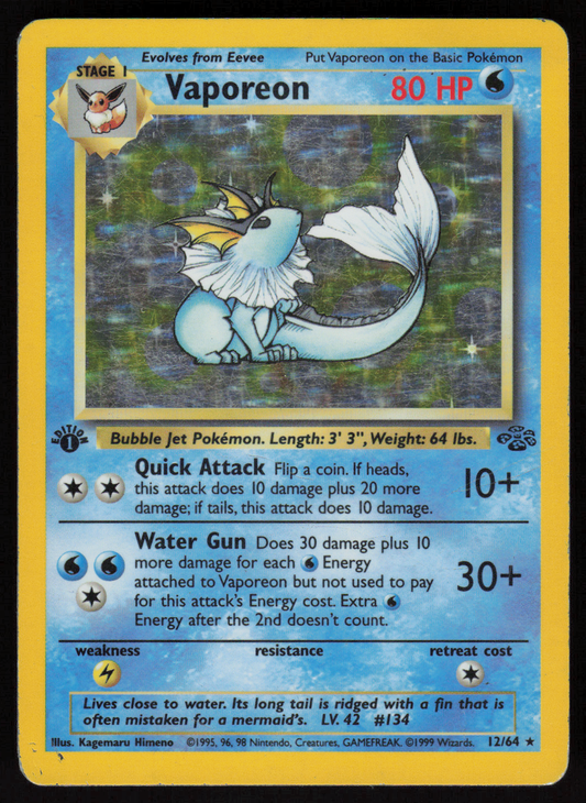 Vaporeon (12) Holo Rare Jungle 12/64 HP