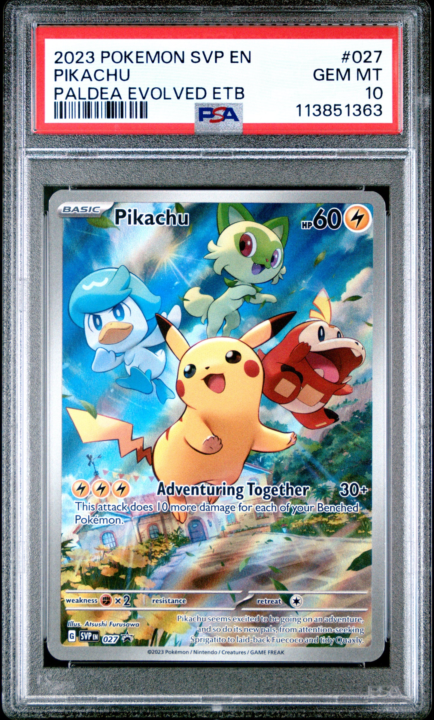 2023 POKEMON SVP EN-SV BLACK STAR PROMO | PALDEA EVOLVED ELITE TRAINER BOX #027 PIKACHU PSA 10