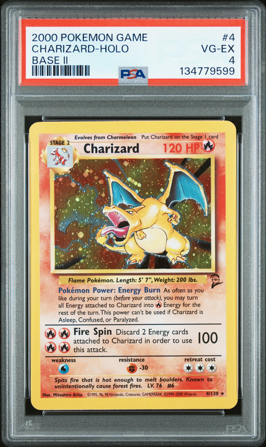 2000 POKEMON GAME BASE II #4 CHARIZARD-HOLO PSA 4
