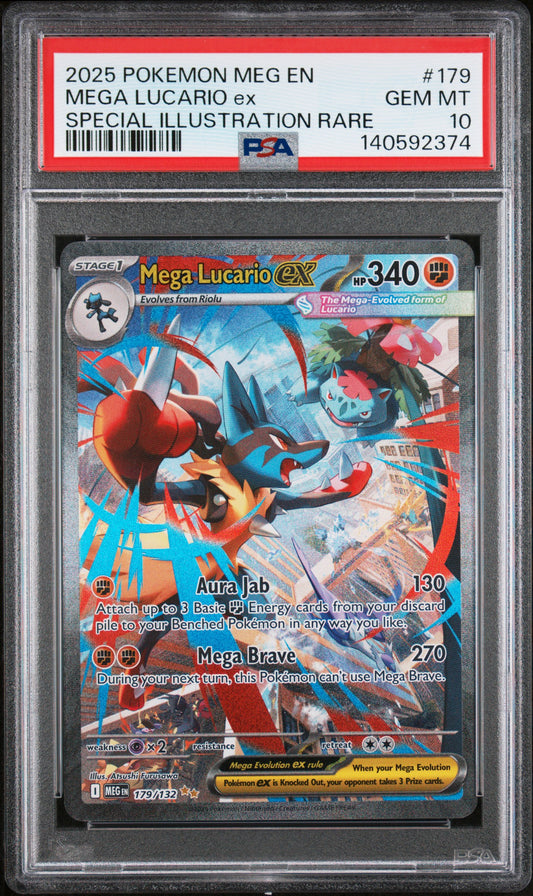 2025 POKEMON MEG EN-MEGA EVOLUTION | SPECIAL ILLUSTRATION RARE #179 MEGA LUCARIO EX PSA 10