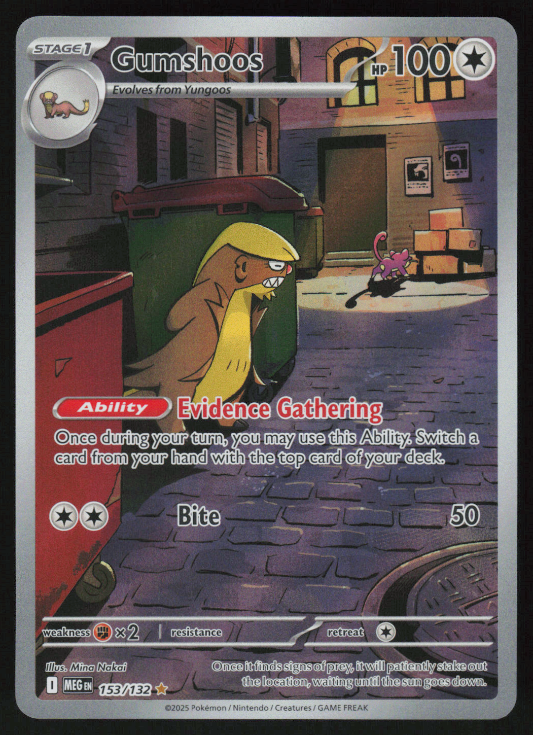 Gumshoos Illustration Rare ME01: Mega Evolution 153/132 NM