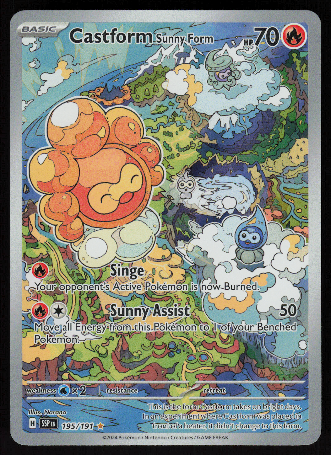 Castform Sunny Form Illustration Rare SV08: Surging Sparks 195/191 NM