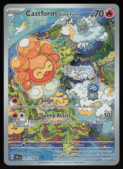 Castform Sunny Form Illustration Rare SV08: Surging Sparks 195/191 NM