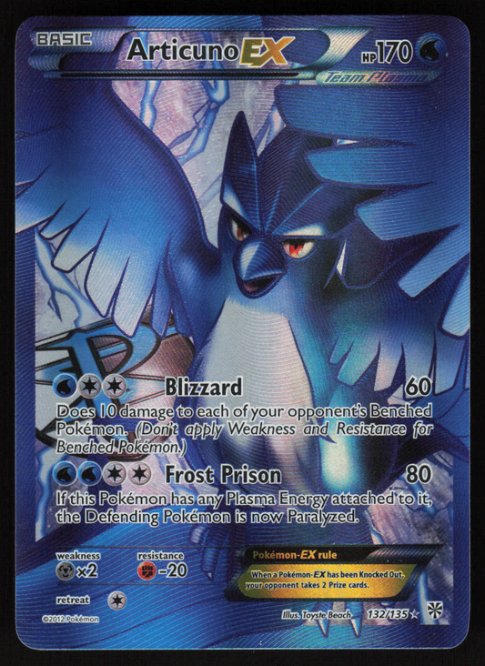 Articuno EX (Team Plasma) (132 Full Art) Ultra Rare Plasma Storm 132/135 LP+