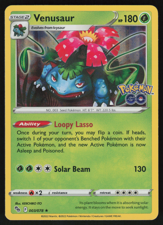 Venusaur Holo Rare Pokemon GO 003/078 NM