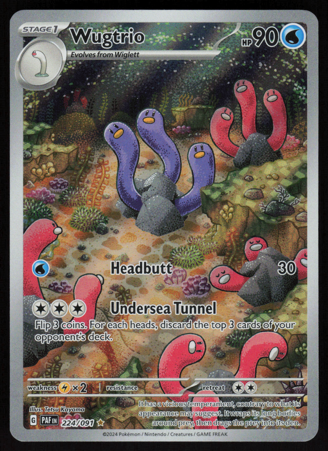 Wugtrio Illustration Rare SV: Paldean Fates 224/091 NM