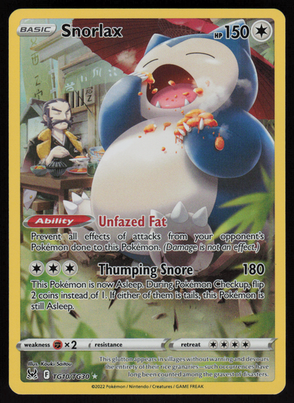 Snorlax Ultra Rare SWSH11: Lost Origin Trainer Gallery TG10/TG30 NM