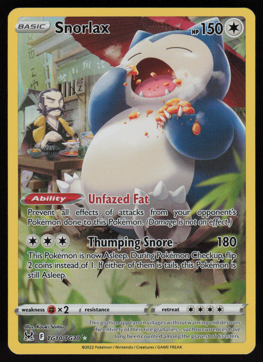Snorlax Ultra Rare SWSH11: Lost Origin Trainer Gallery TG10/TG30 NM
