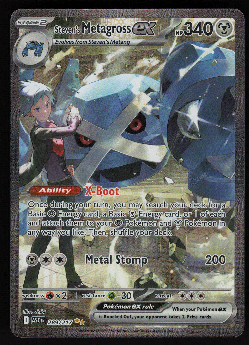 Steven's Metagross ex Special Illustration Rare ME: Ascended Heroes 289/217 NM