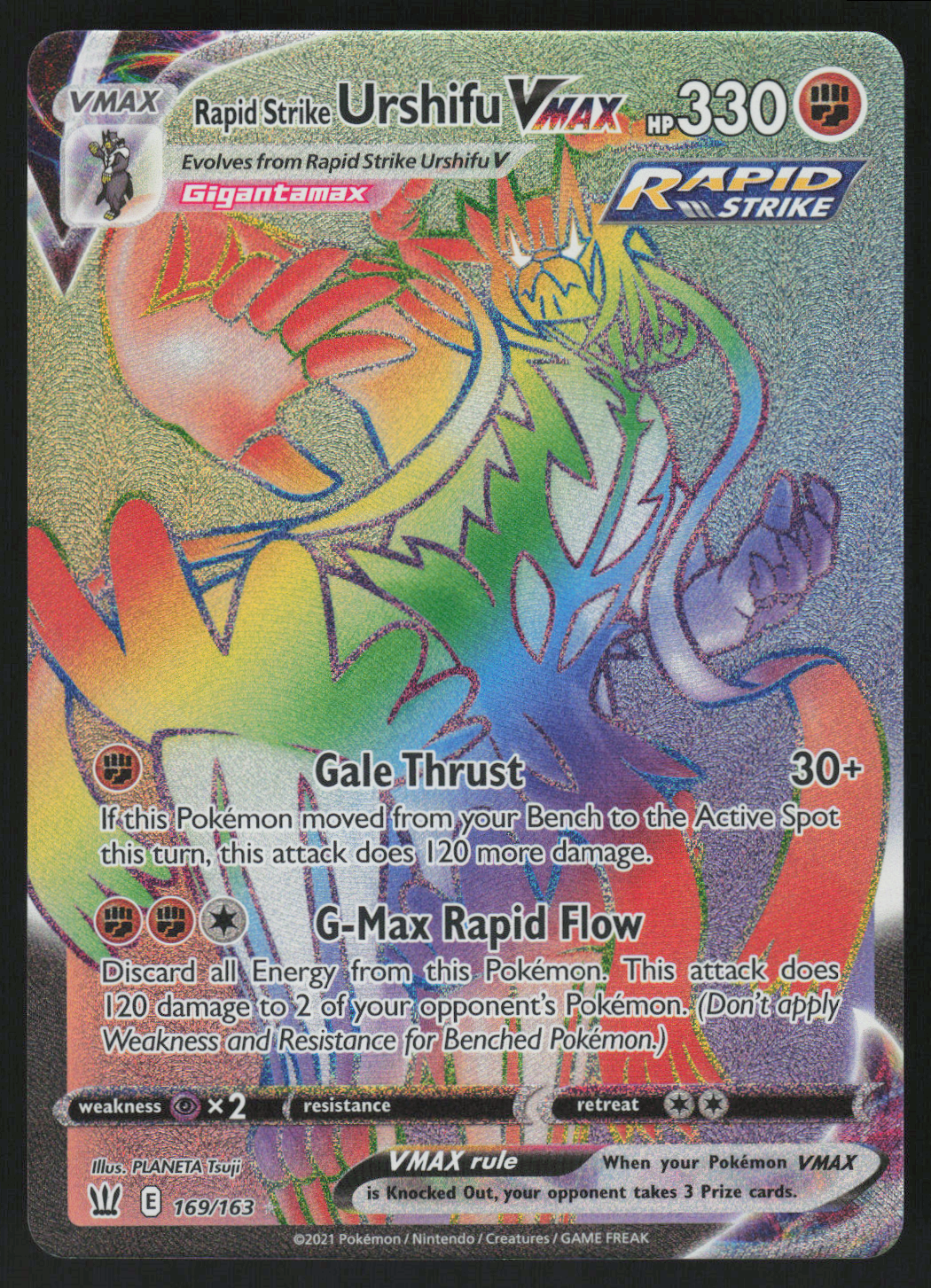 Rapid Strike Urshifu VMAX (Secret) Secret Rare SWSH05: Battle Styles 169/163 NM