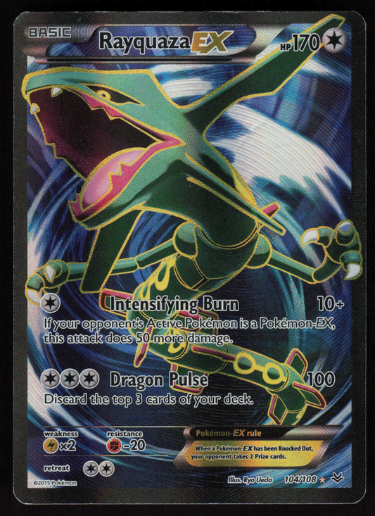 Rayquaza EX (104 Full Art) Ultra Rare XY - Roaring Skies 104/108 LP