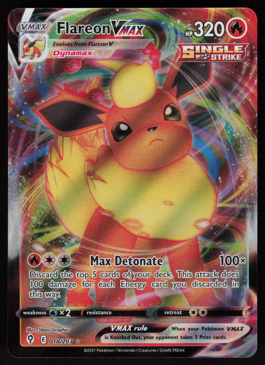 Flareon VMAX Ultra Rare SWSH07: Evolving Skies 018/203 NM